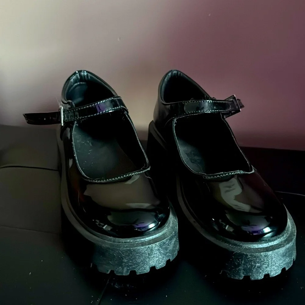 Wild Diva Black Platform Mary Jane Shoes - Picture 1 of 4